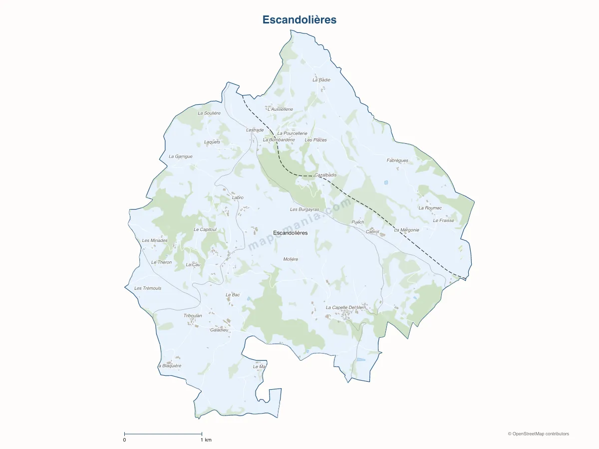 Carte de Escandolières à personnaliser