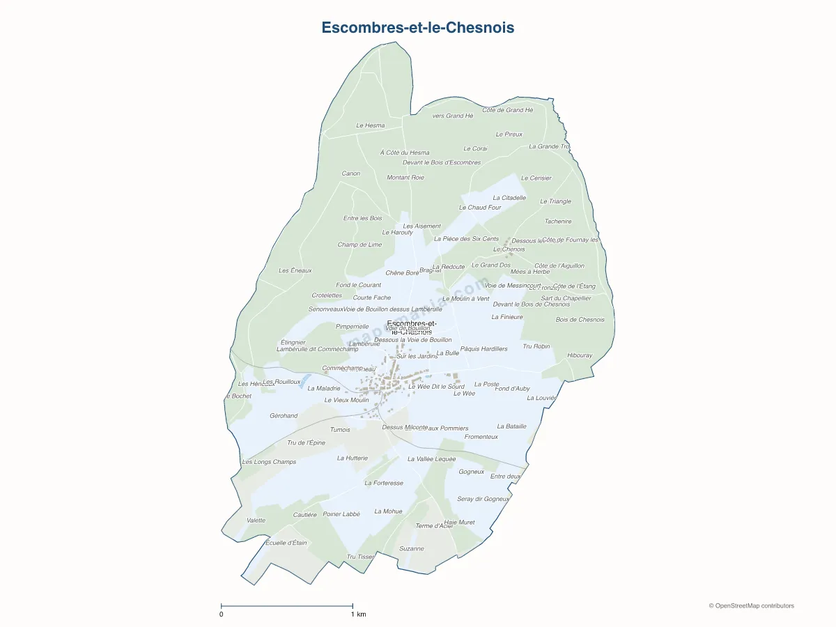 Carte de Escombres-et-le-Chesnois à personnaliser