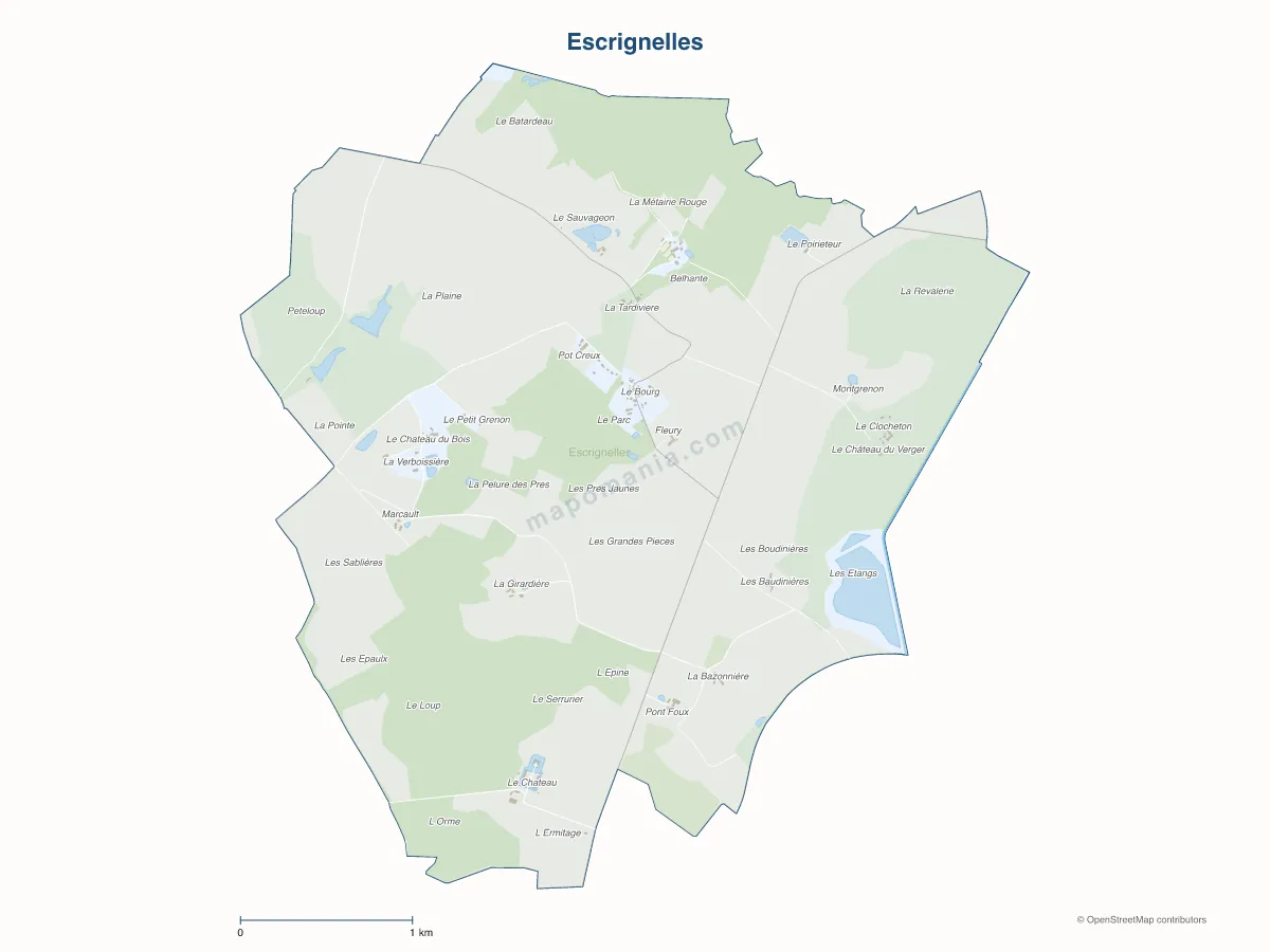 Carte de Escrignelles à personnaliser