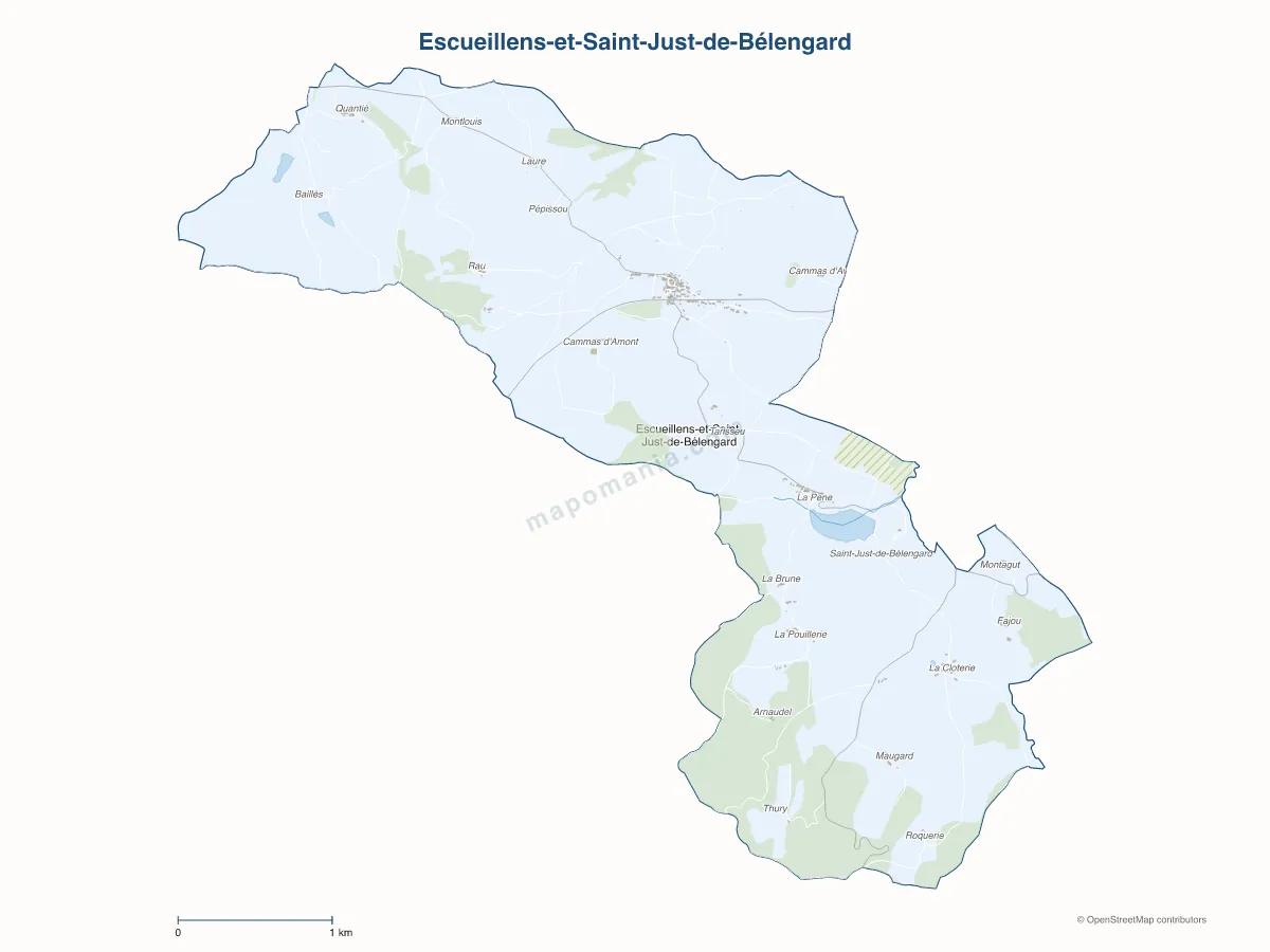 Carte de Escueillens-et-Saint-Just-de-Bélengard à personnaliser