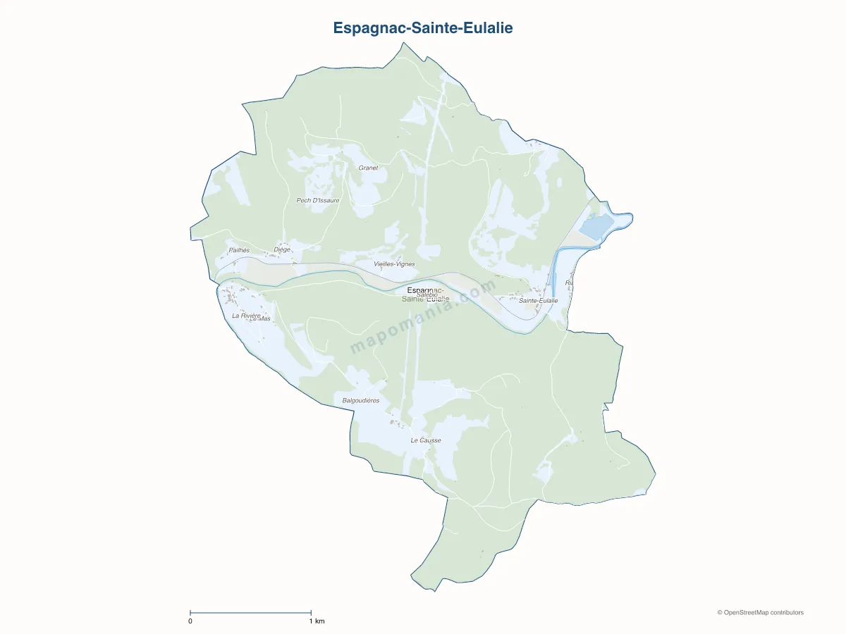 Carte de Espagnac-Sainte-Eulalie à personnaliser