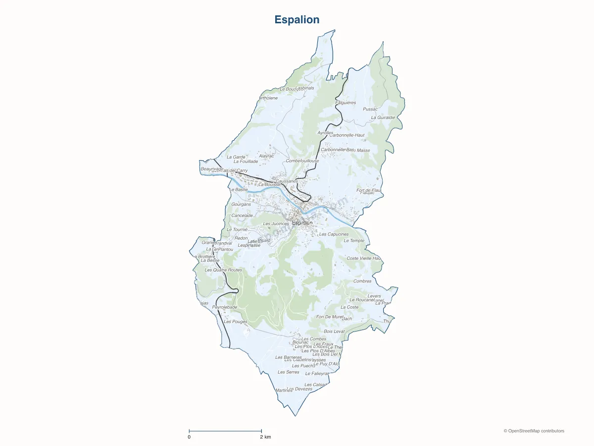 Carte de Espalion à personnaliser