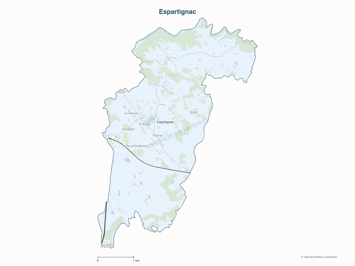 Carte de Espartignac à personnaliser
