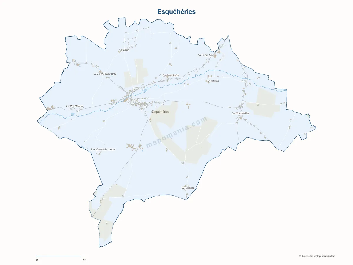 Carte de Esquéhéries à personnaliser