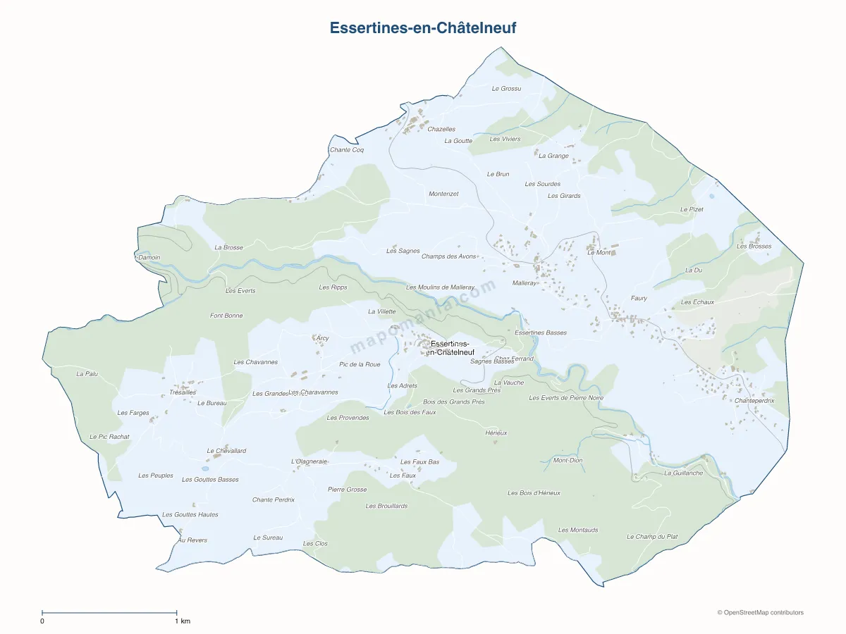 Carte de Essertines-en-Châtelneuf à personnaliser