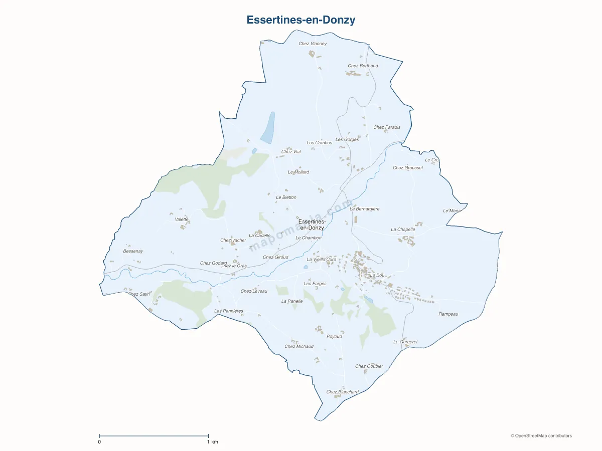 Carte de Essertines-en-Donzy à personnaliser