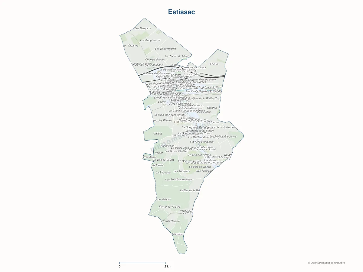 Carte de Estissac à personnaliser