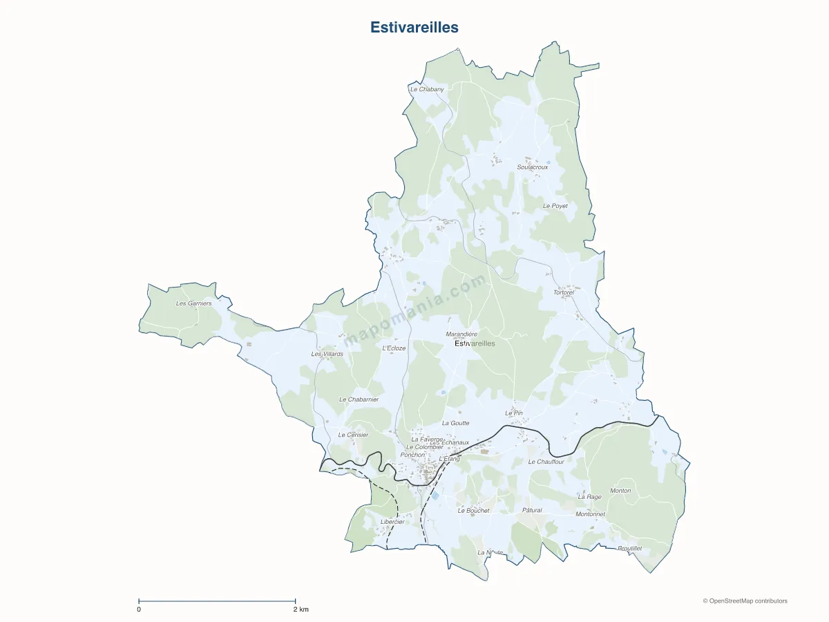 Carte de Estivareilles à personnaliser