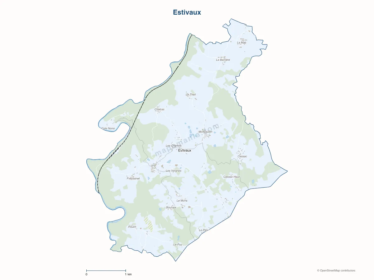 Carte de Estivaux à personnaliser