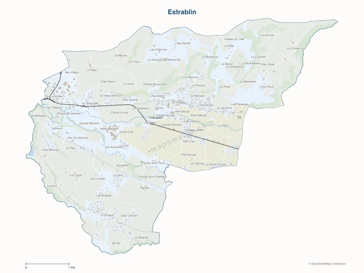 Carte de Estrablin à personnaliser