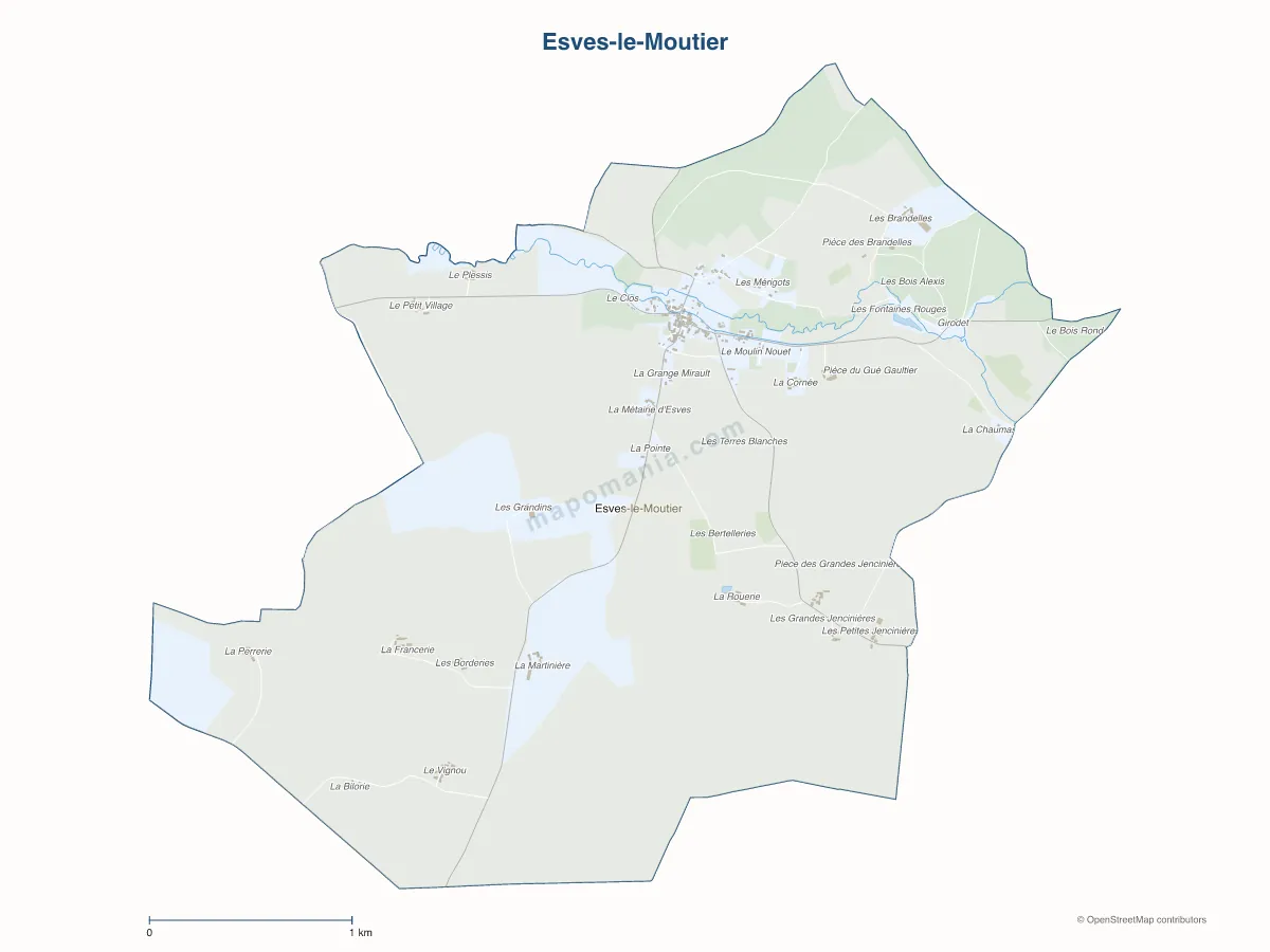 Carte de Esves-le-Moutier à personnaliser