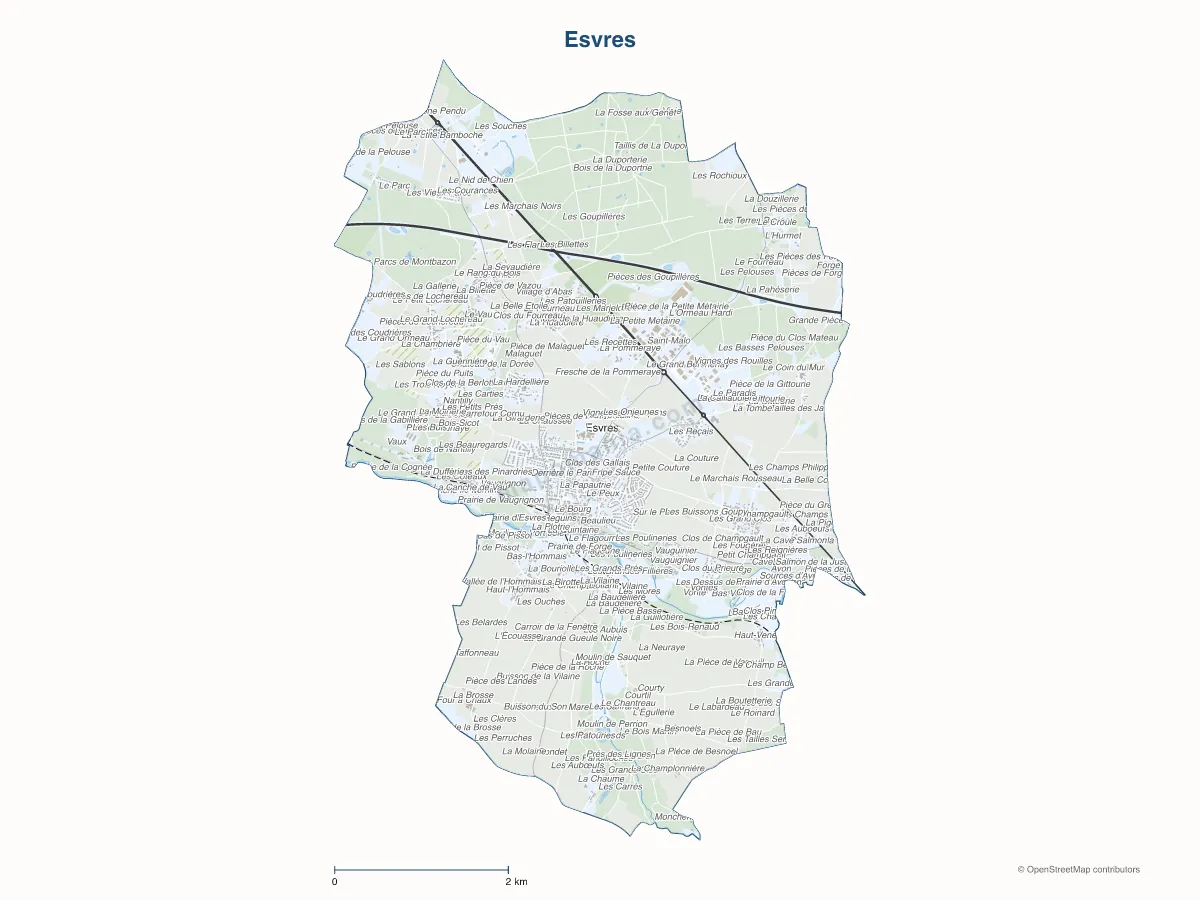 Carte de Esvres à personnaliser
