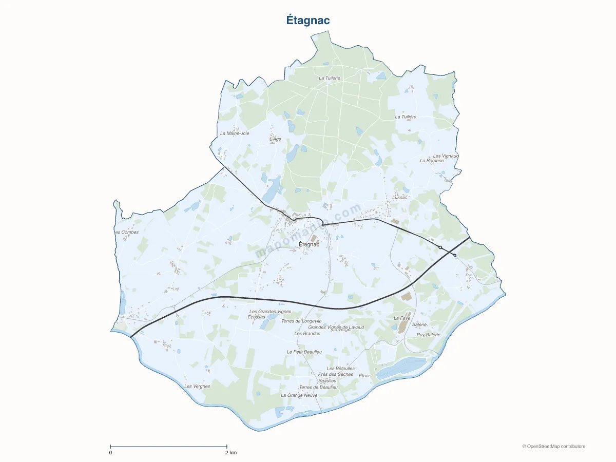Carte de Étagnac à personnaliser