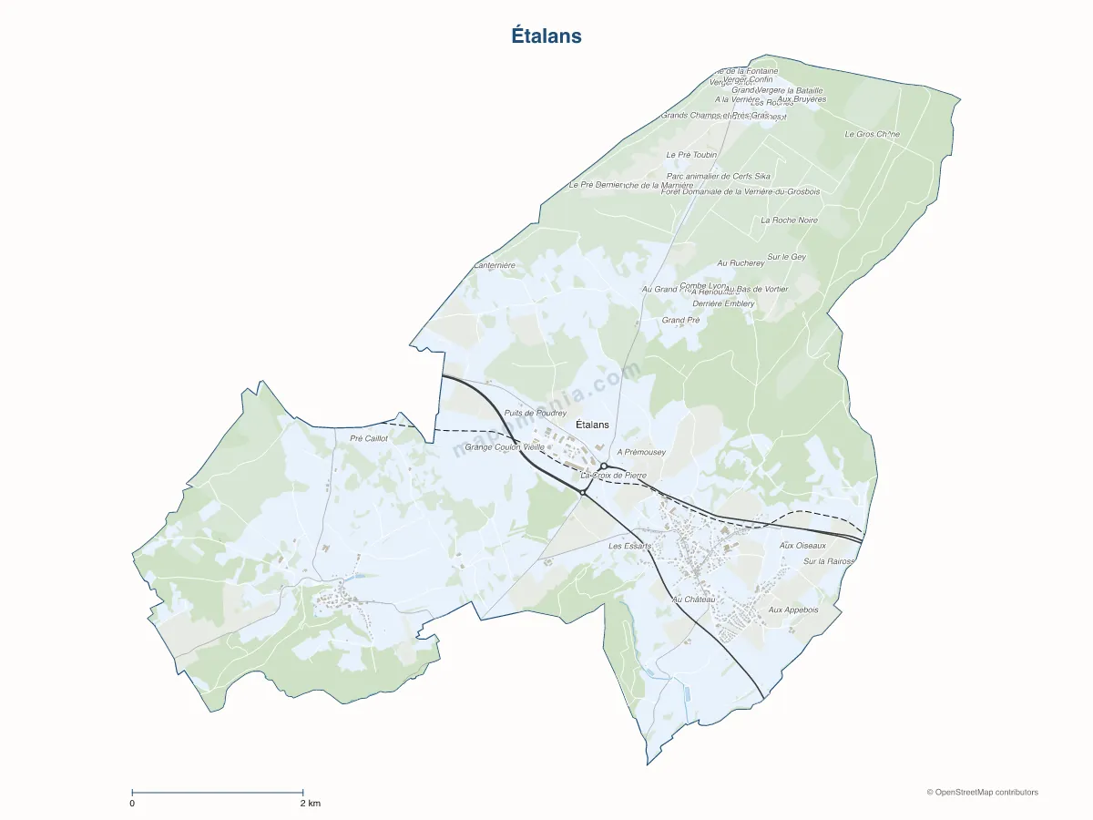 Carte de Étalans à personnaliser