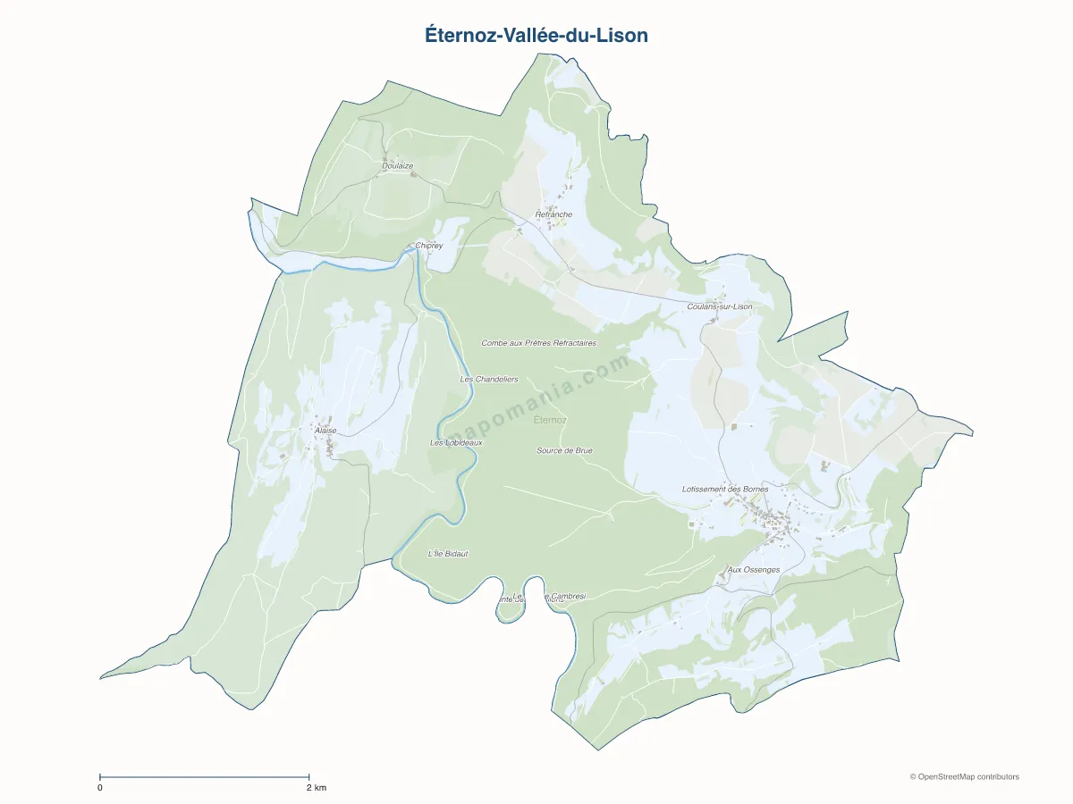 Carte de Éternoz-Vallée-du-Lison à personnaliser