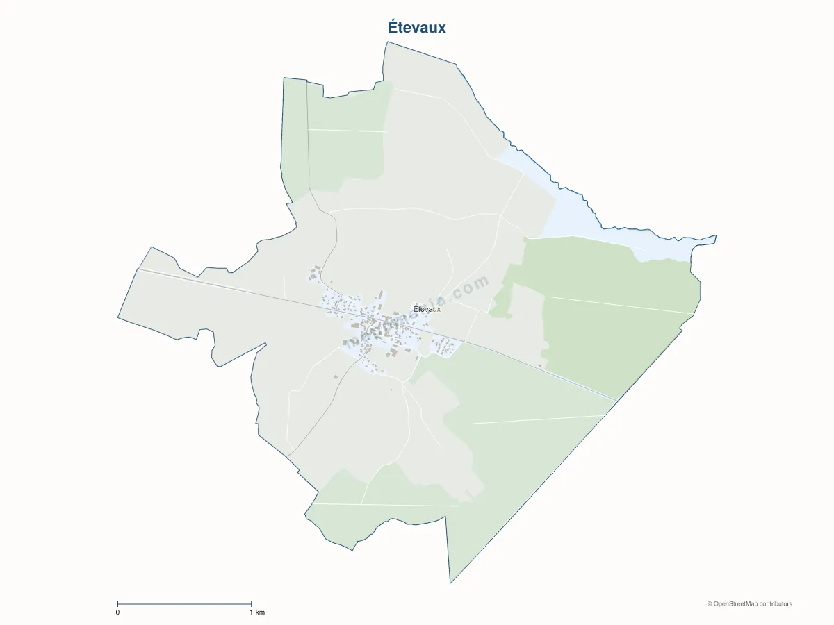 Carte de Étevaux à personnaliser