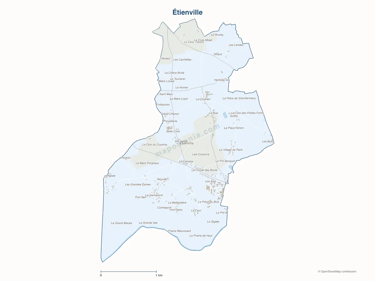 Carte de Étienville à personnaliser
