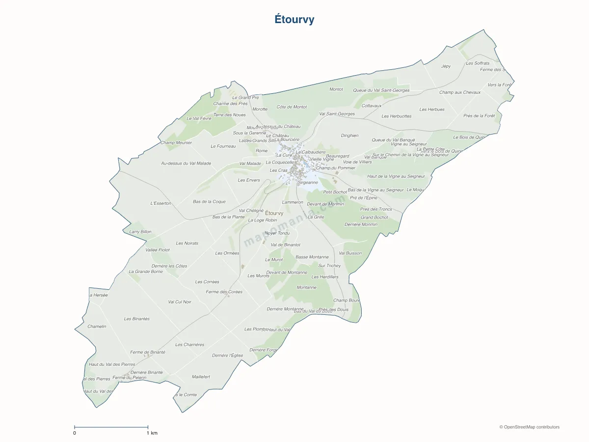 Carte de Étourvy à personnaliser