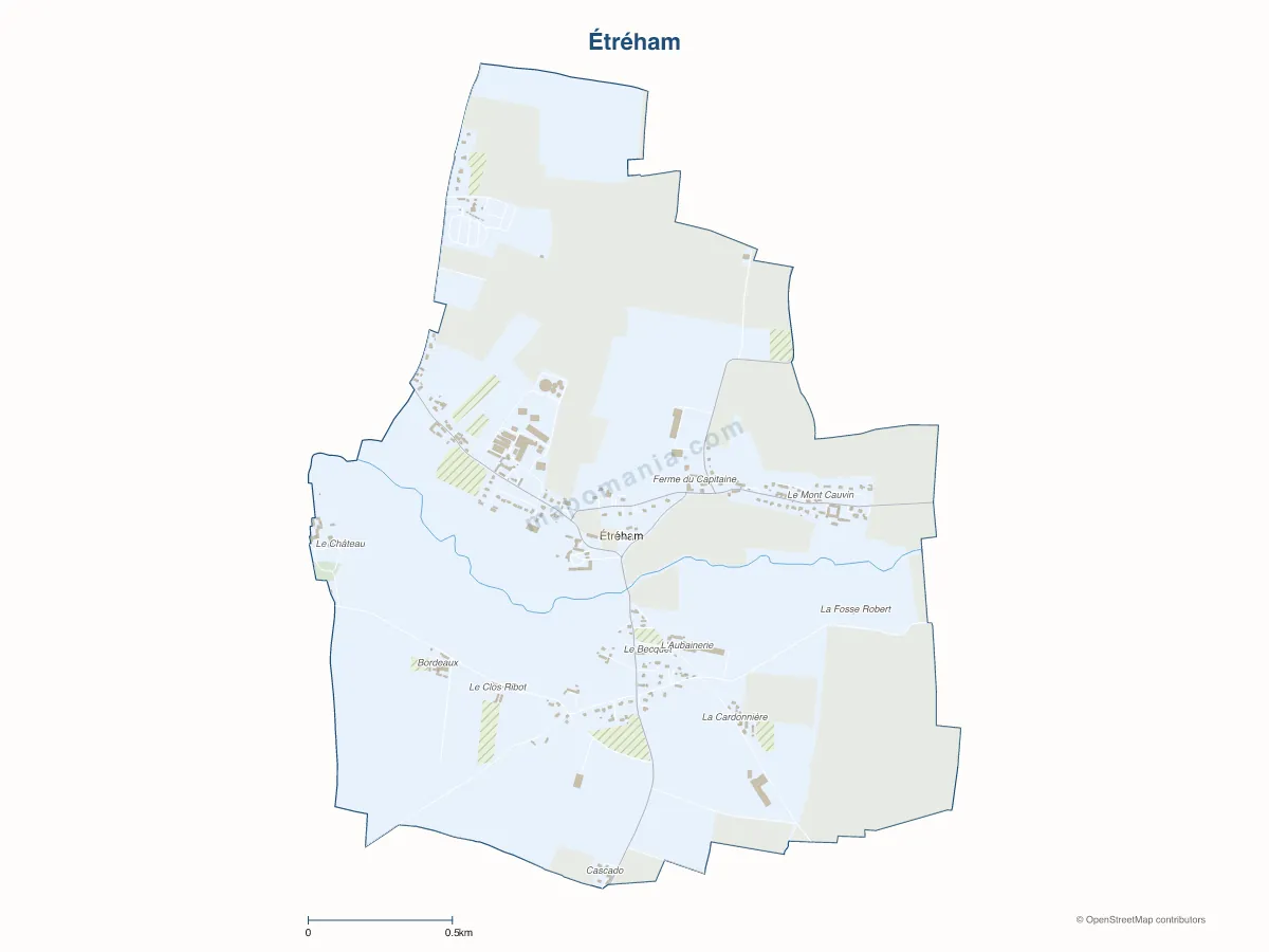 Carte de Étréham à personnaliser