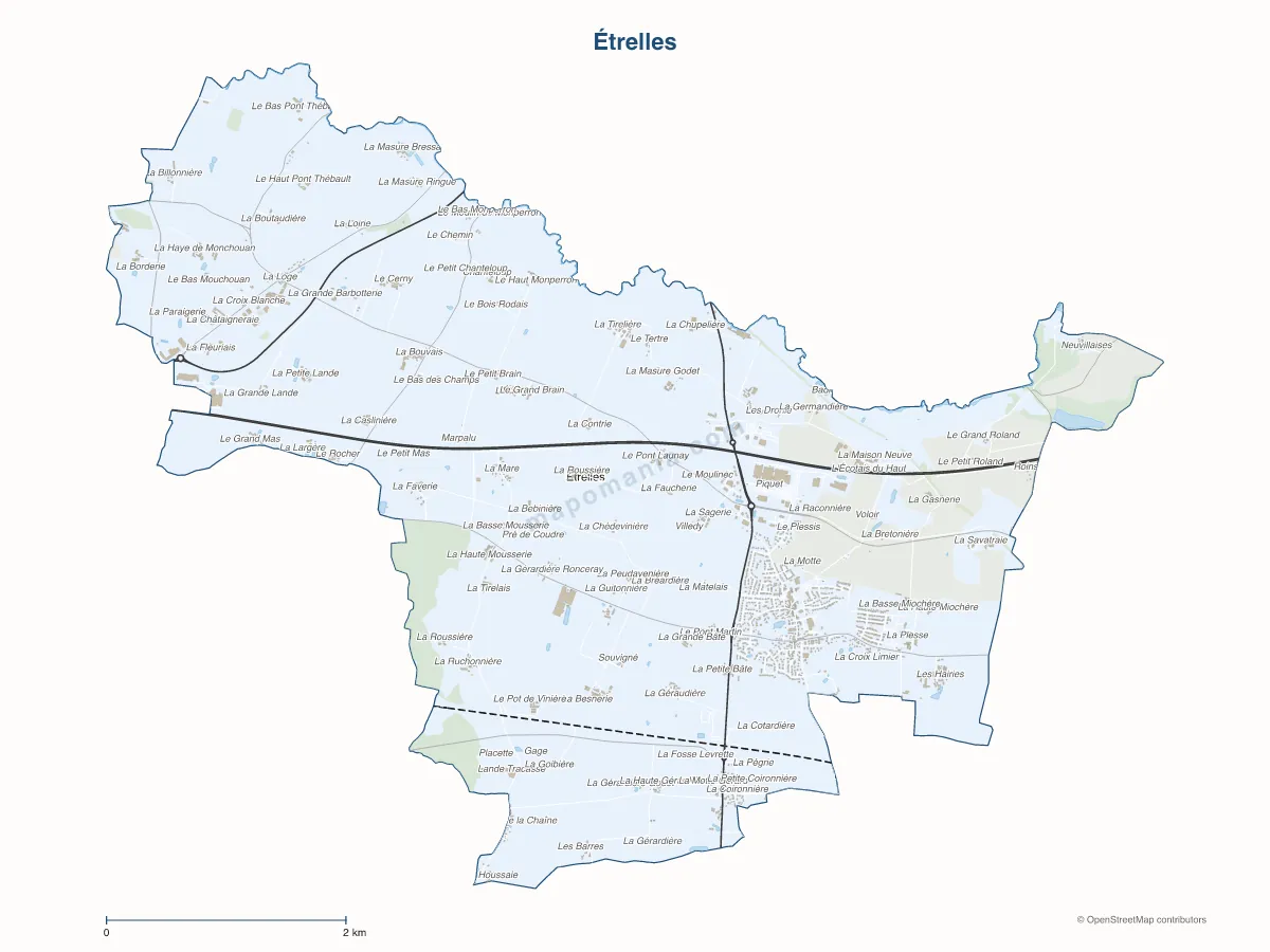 Carte de Étrelles à personnaliser