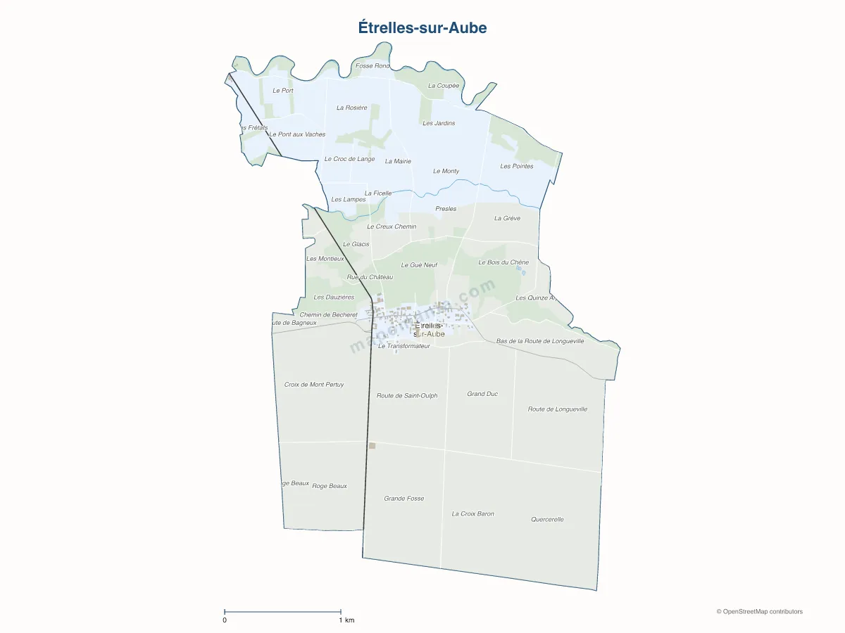 Carte de Étrelles-sur-Aube à personnaliser