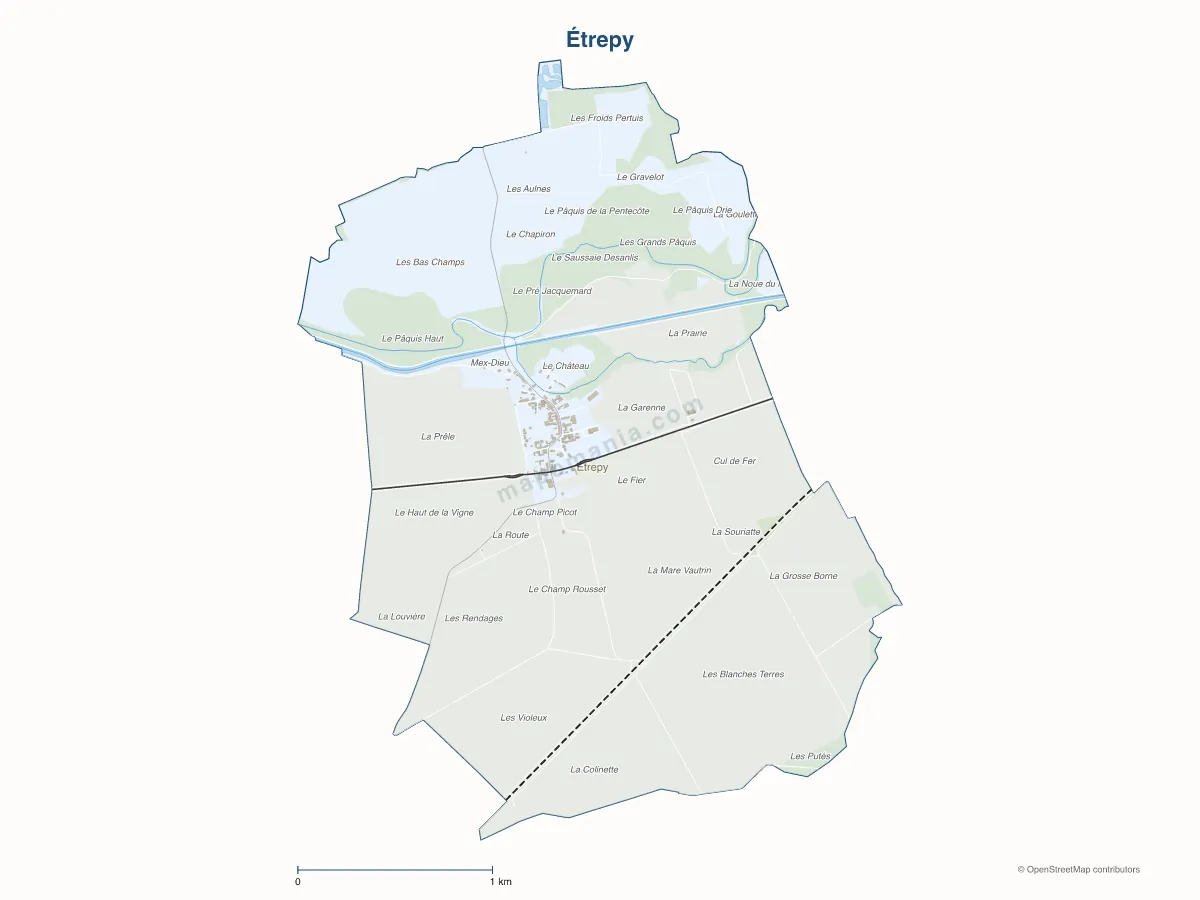 Carte de Étrepy à personnaliser
