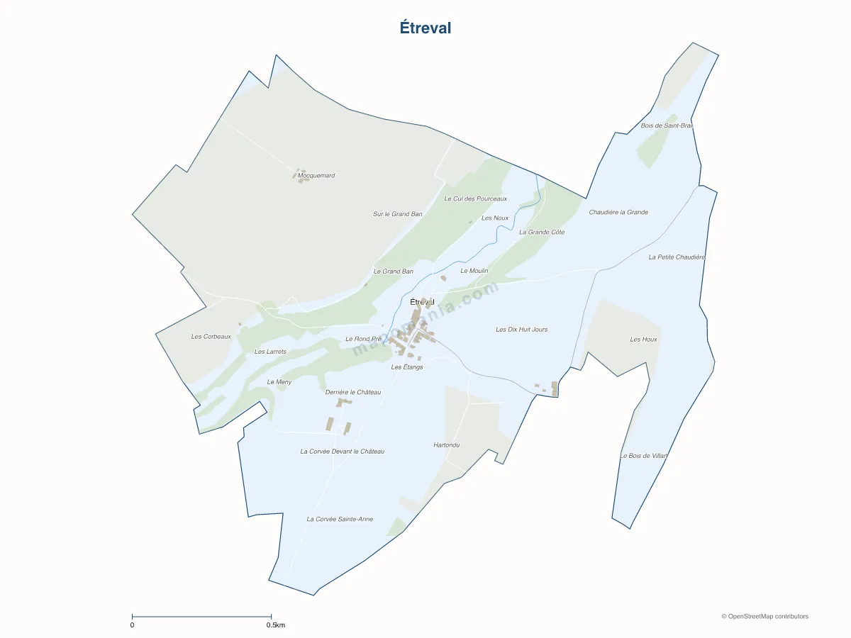 Carte de Étreval à personnaliser