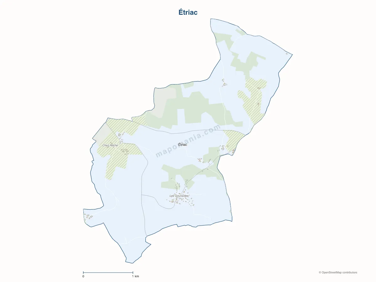 Carte de Étriac à personnaliser
