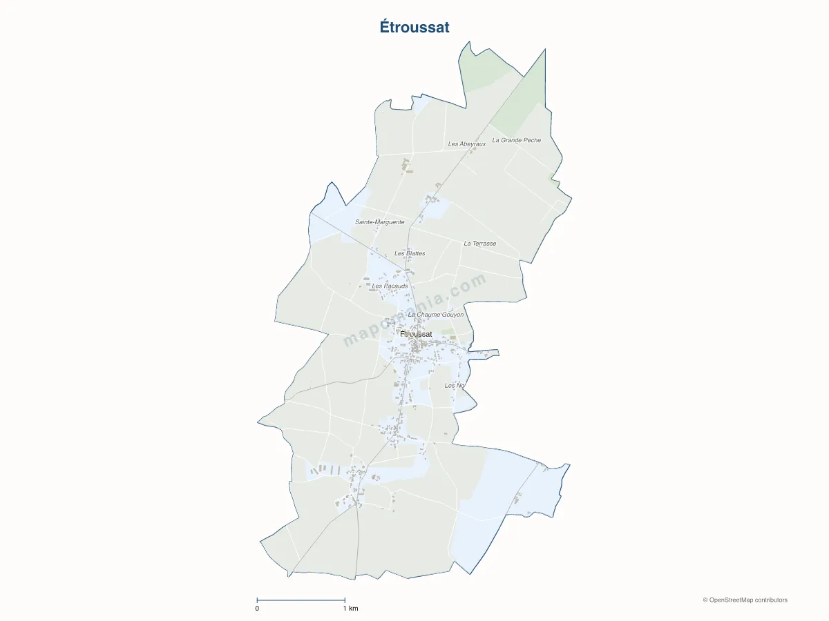 Carte de Étroussat à personnaliser