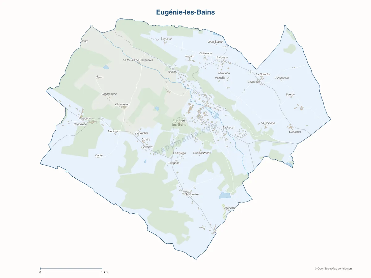 Carte de Eugénie-les-Bains à personnaliser