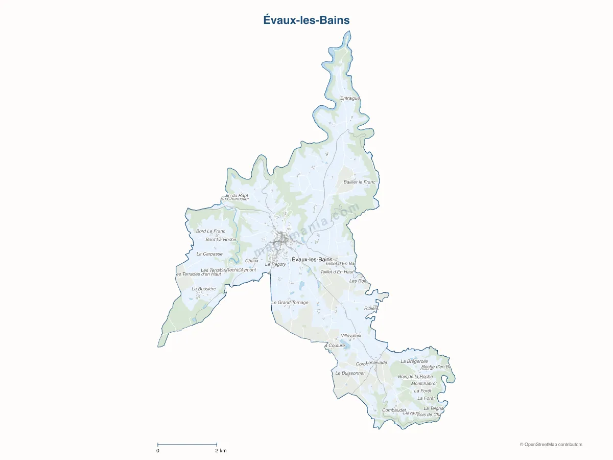 Carte de Évaux-les-Bains à personnaliser