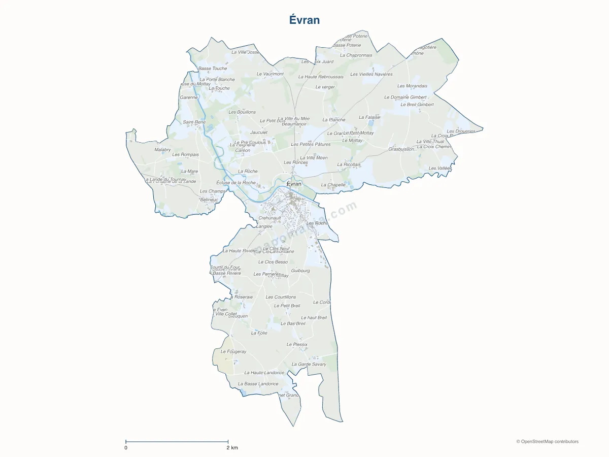 Carte de Évran à personnaliser