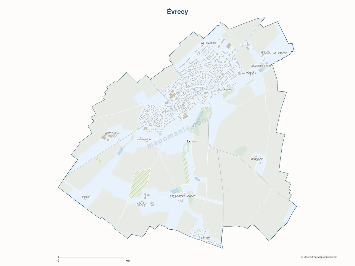 Carte de Évrecy à personnaliser