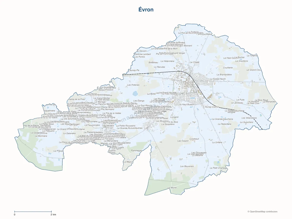 Carte de Évron à personnaliser