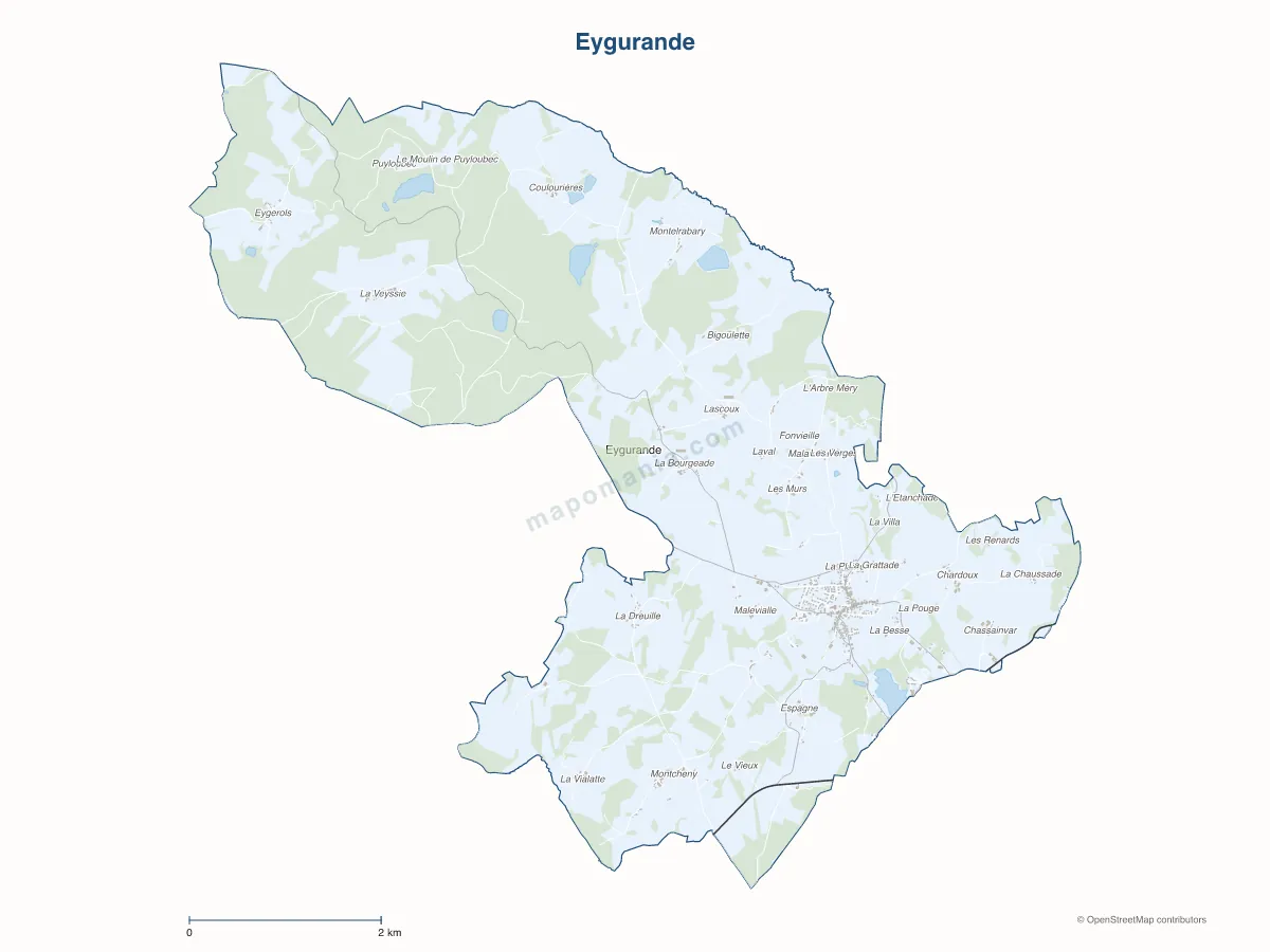 Carte de Eygurande à personnaliser