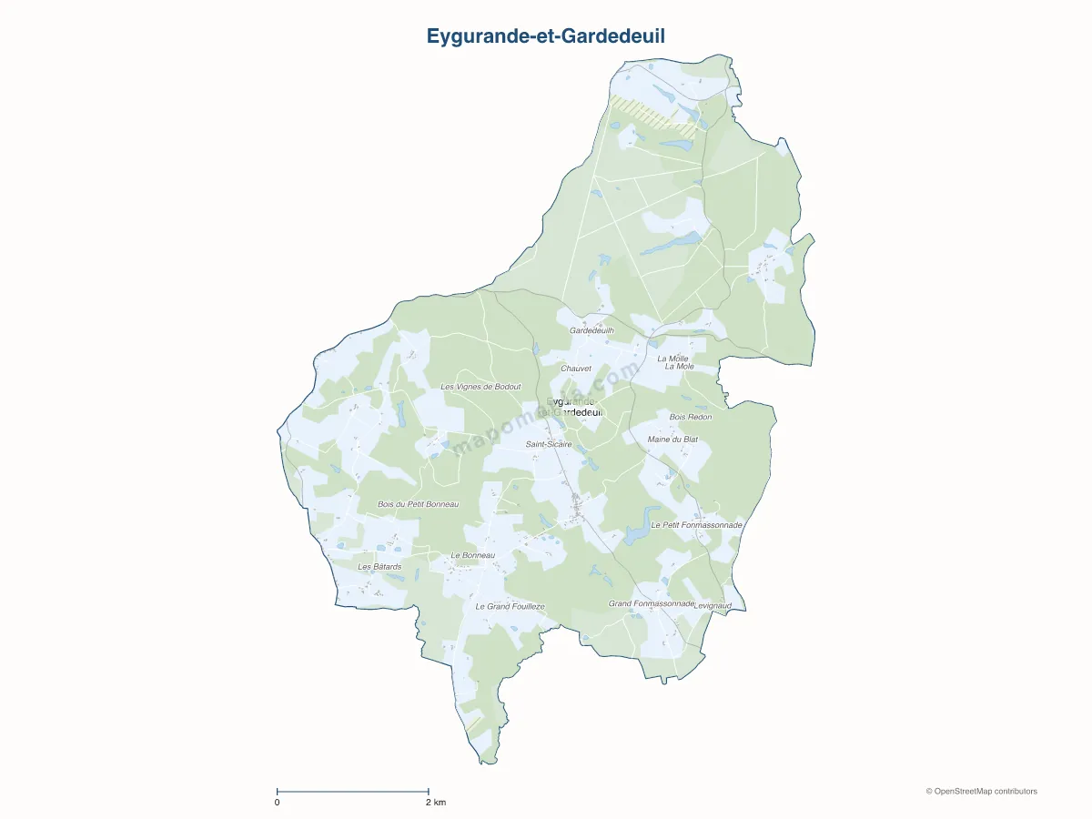 Carte de Eygurande-et-Gardedeuil à personnaliser