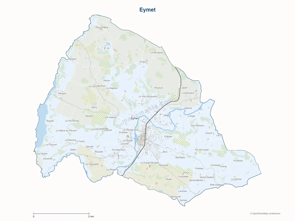 Carte de Eymet à personnaliser