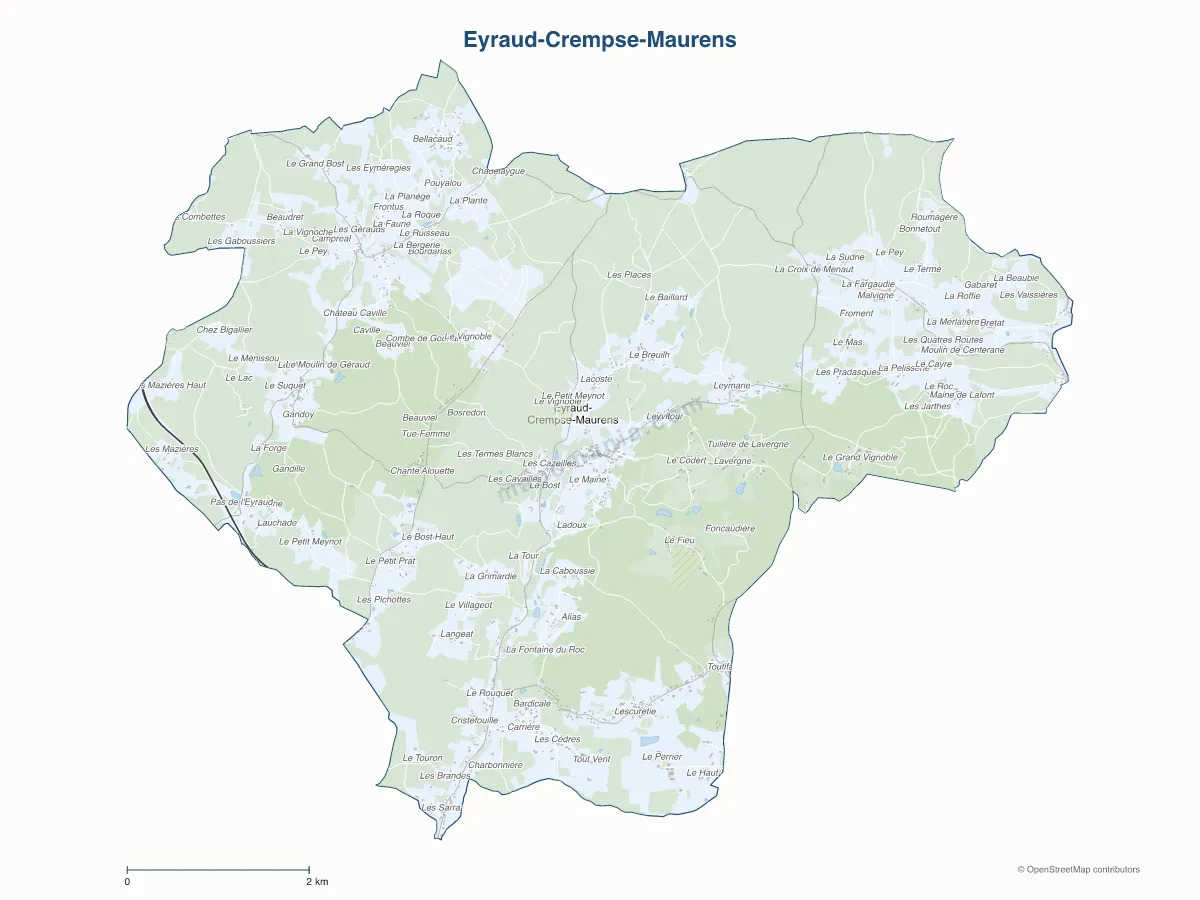 Carte de Eyraud-Crempse-Maurens à personnaliser