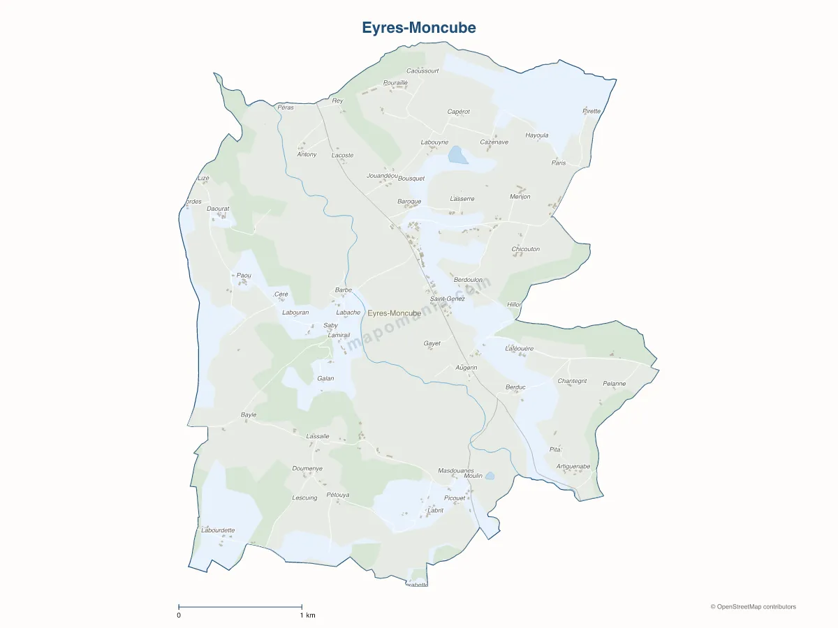 Carte de Eyres-Moncube à personnaliser