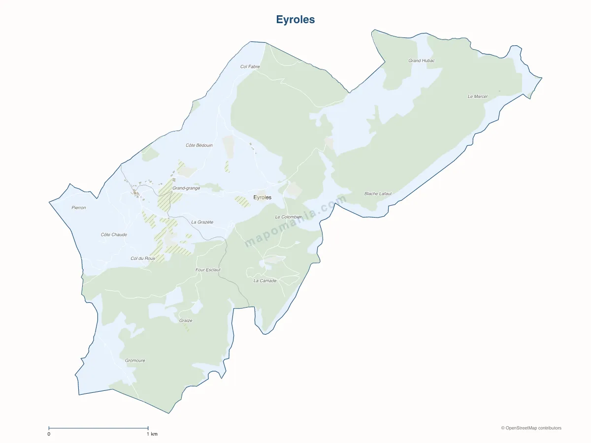 Carte de Eyroles à personnaliser