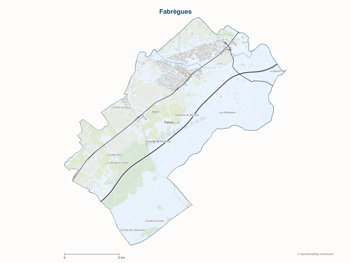 Carte de Fabrègues à personnaliser