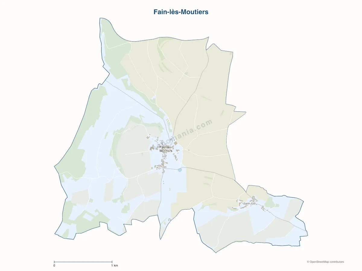 Carte de Fain-lès-Moutiers à personnaliser