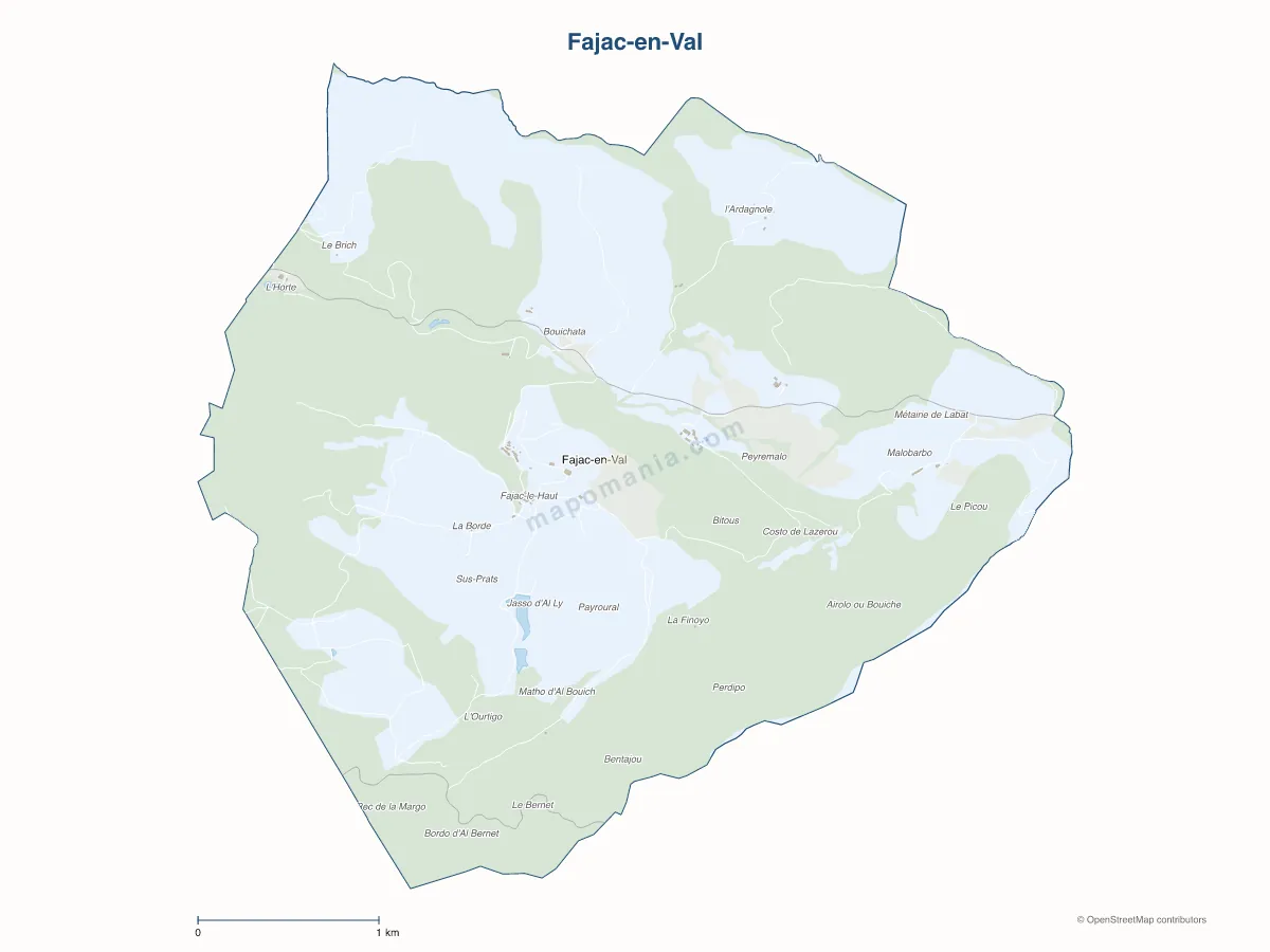 Carte de Fajac-en-Val à personnaliser