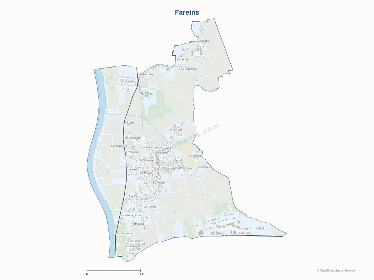 Carte de Fareins à personnaliser