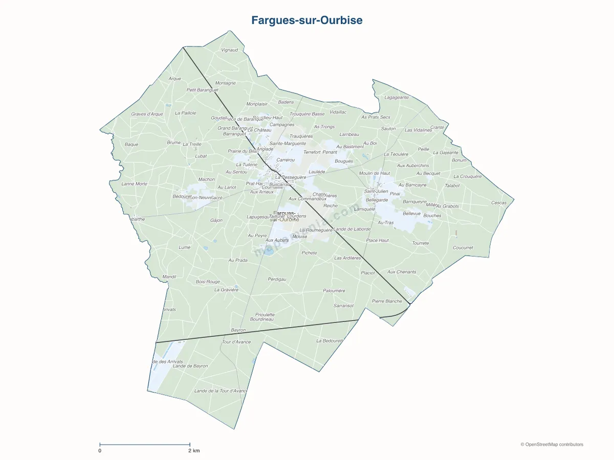 Carte de Fargues-sur-Ourbise à personnaliser
