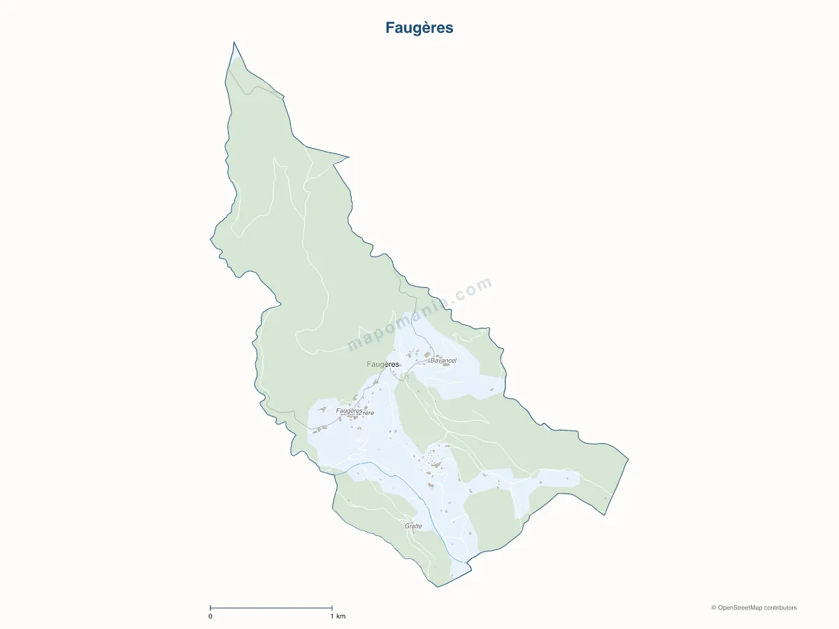 Carte de Faugères à personnaliser