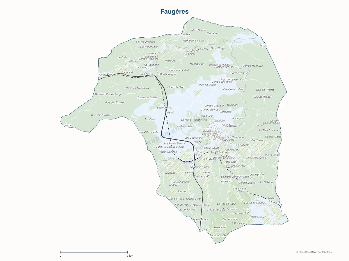 Carte de Faugères à personnaliser