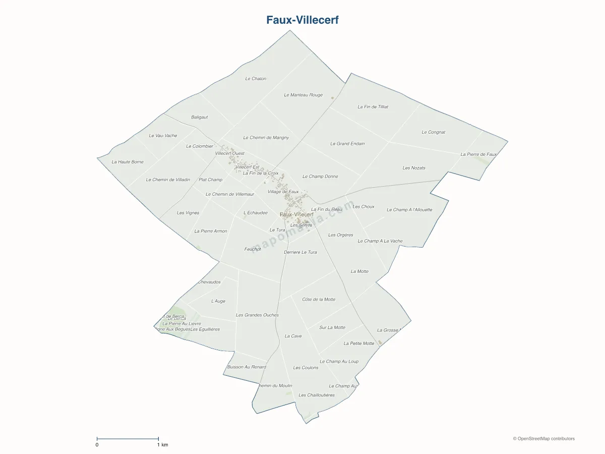 Carte de Faux-Villecerf à personnaliser