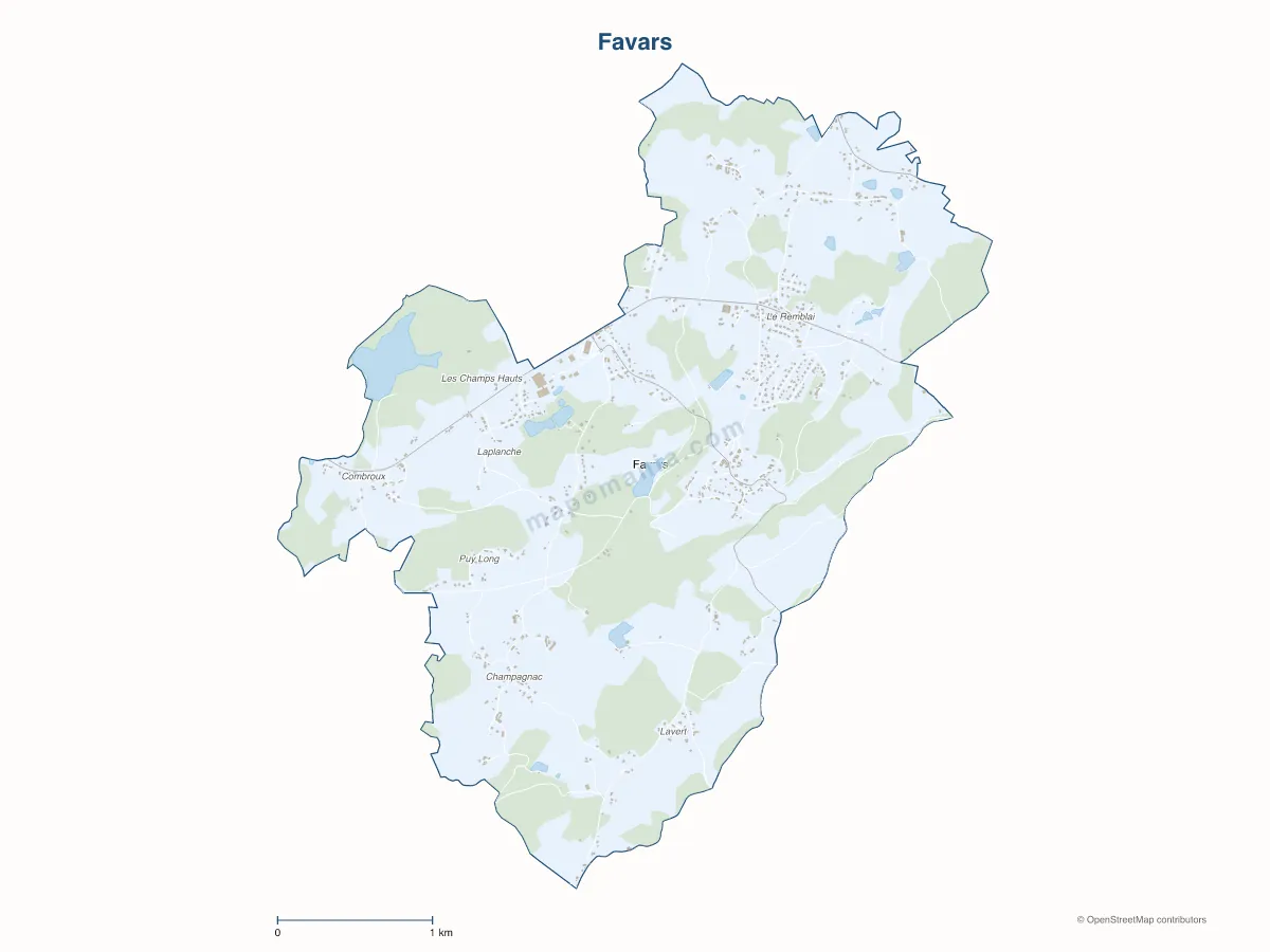 Carte de Favars à personnaliser