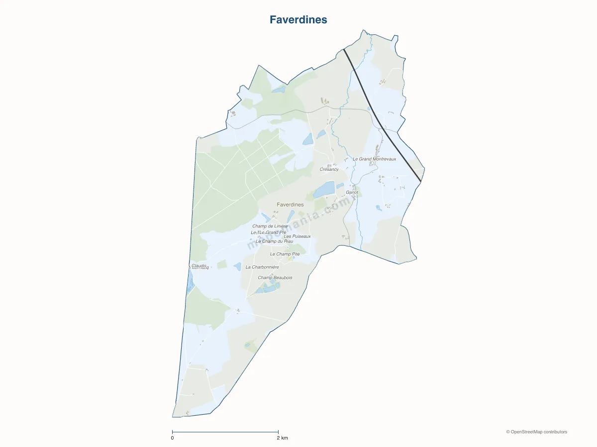 Carte de Faverdines à personnaliser